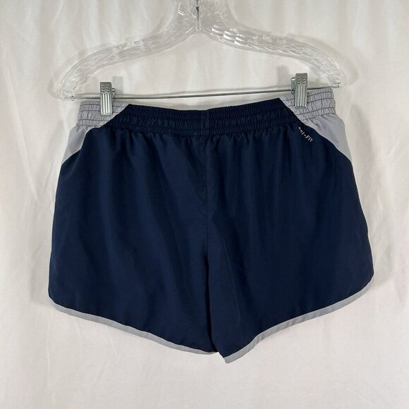Nike Running Shorts Women's Large Blue Grey Striped Lined Drawstring Pull On - Picture 7 of 9